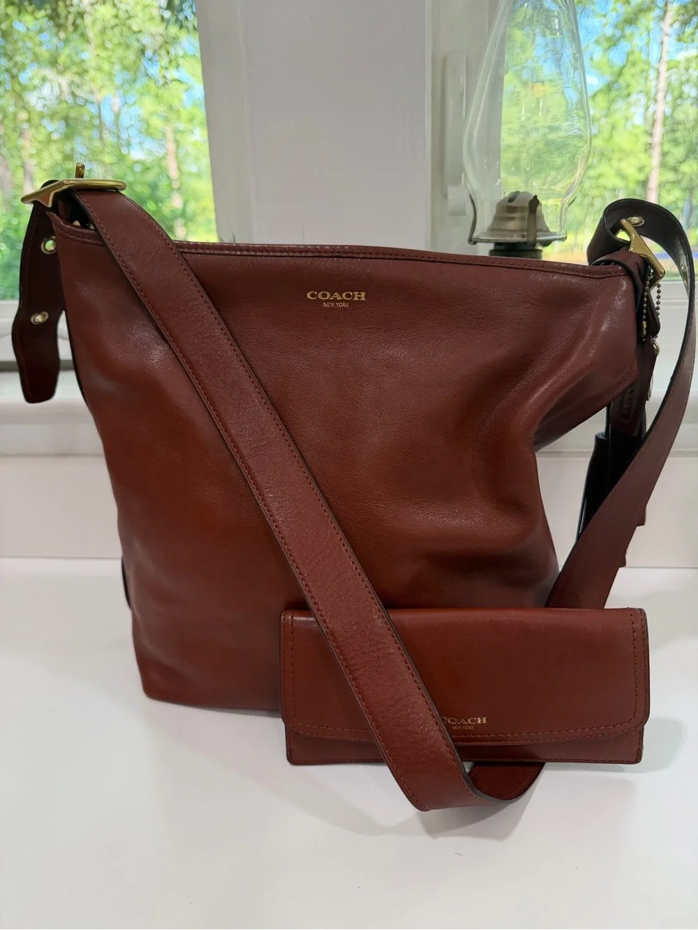 Coach Legacy Tassle 19889 Brown Leather Shoulder Bag with Wallet